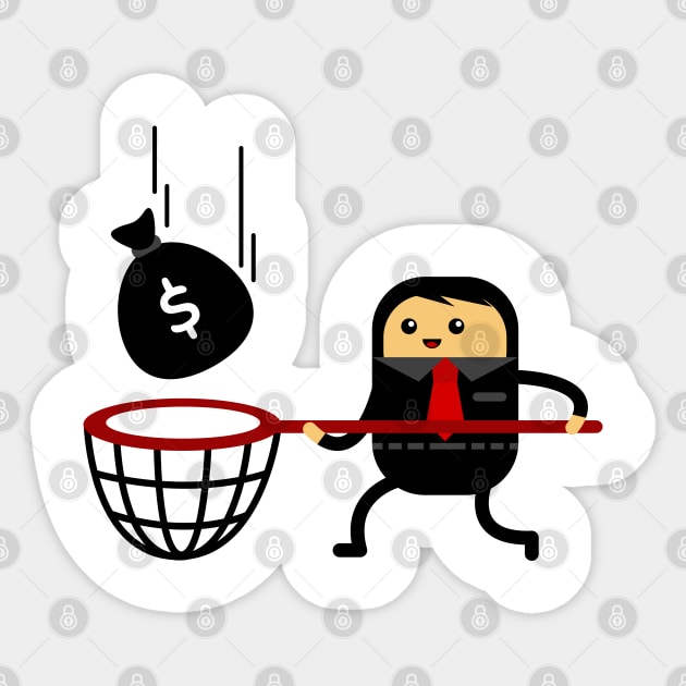 Kawaii Businessman Catch Money Sticker by erwinwira